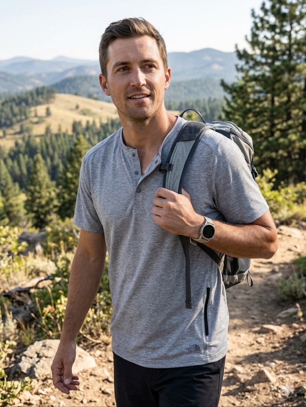 The North Face Heather Gray Short Sleeve Henley